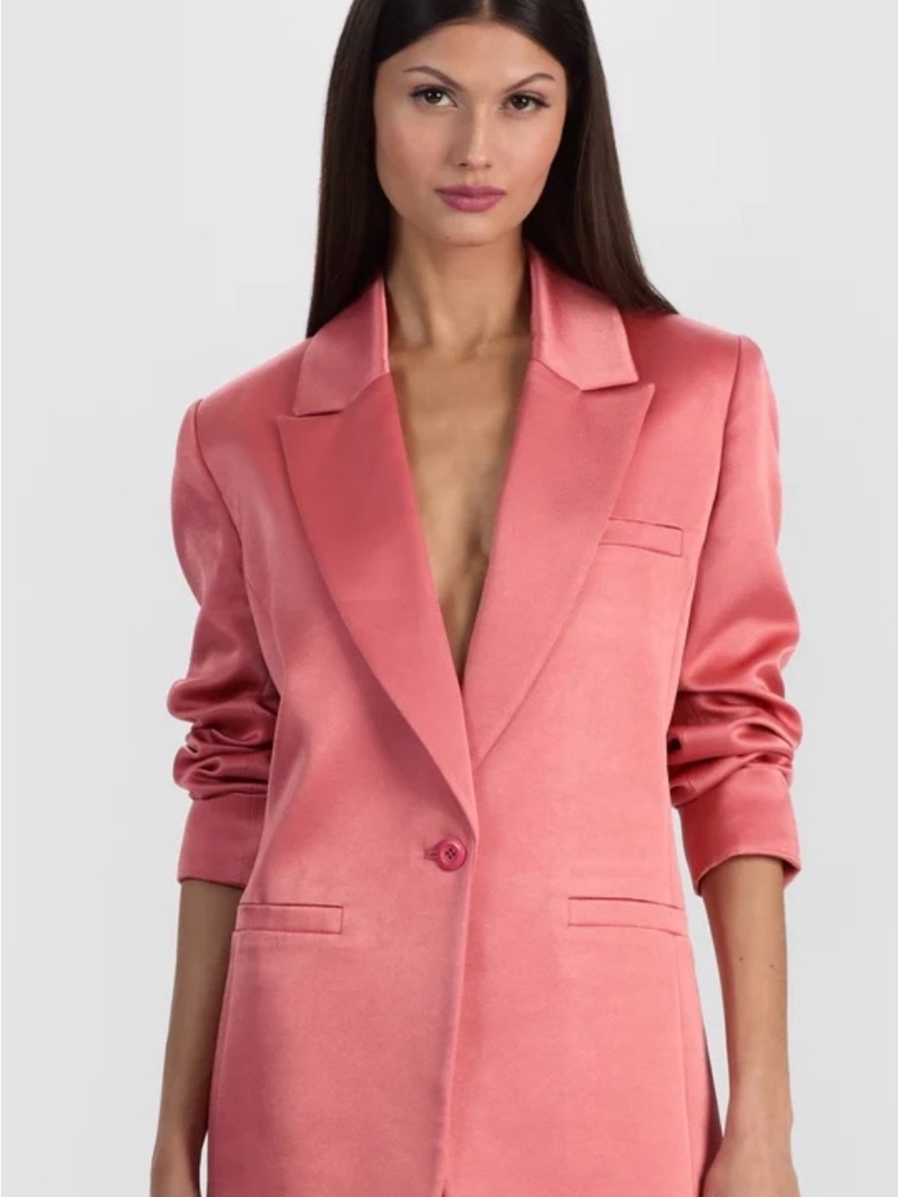Alice + Olivia Satin Billie Boxy Blazer